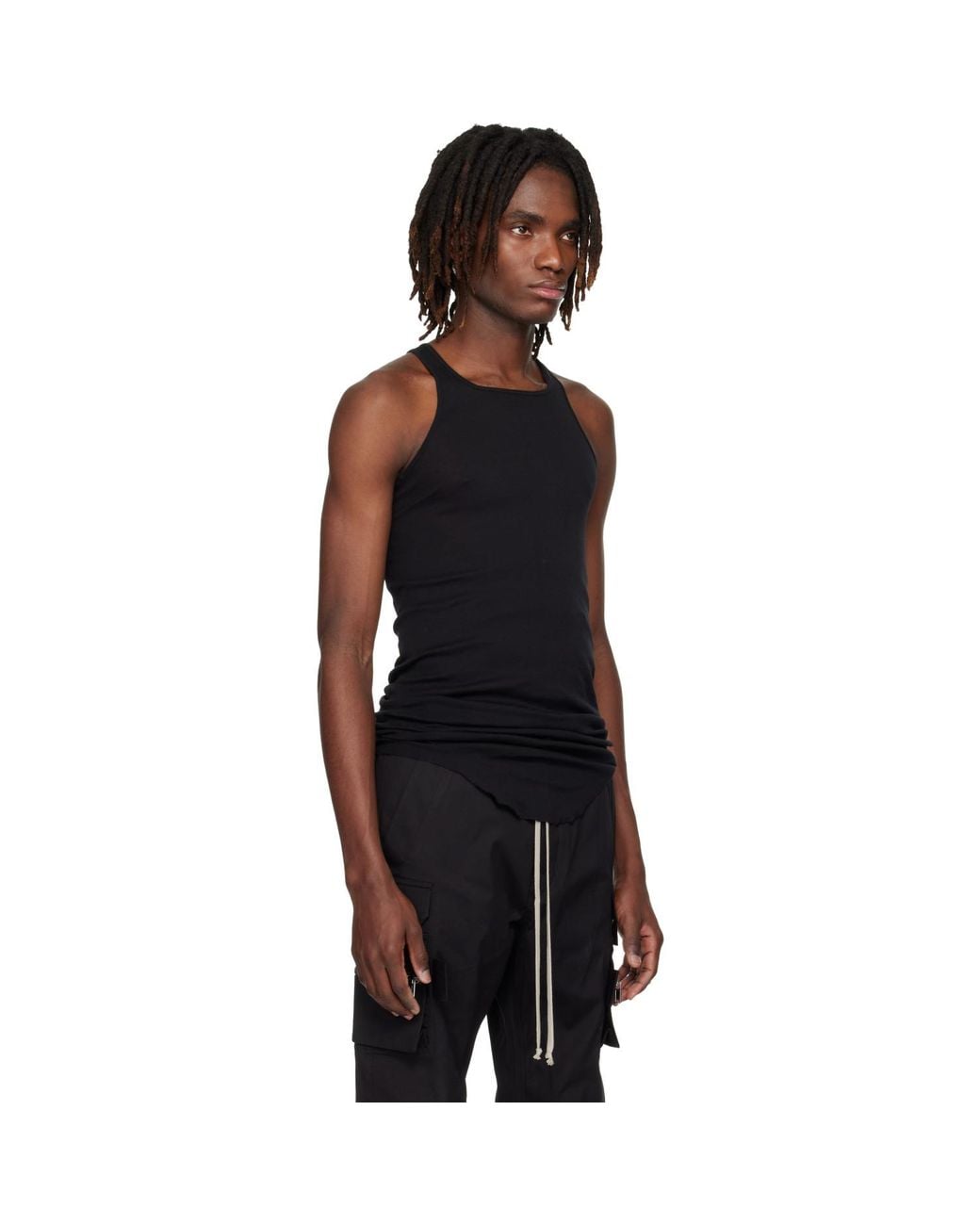 Rick Owens Black Temple Basic Rib Tank Top for men