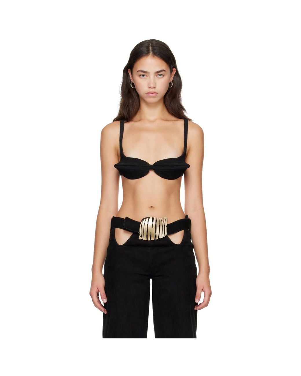 Jean Paul Gaultier Black 'The Conic' Leather Bra