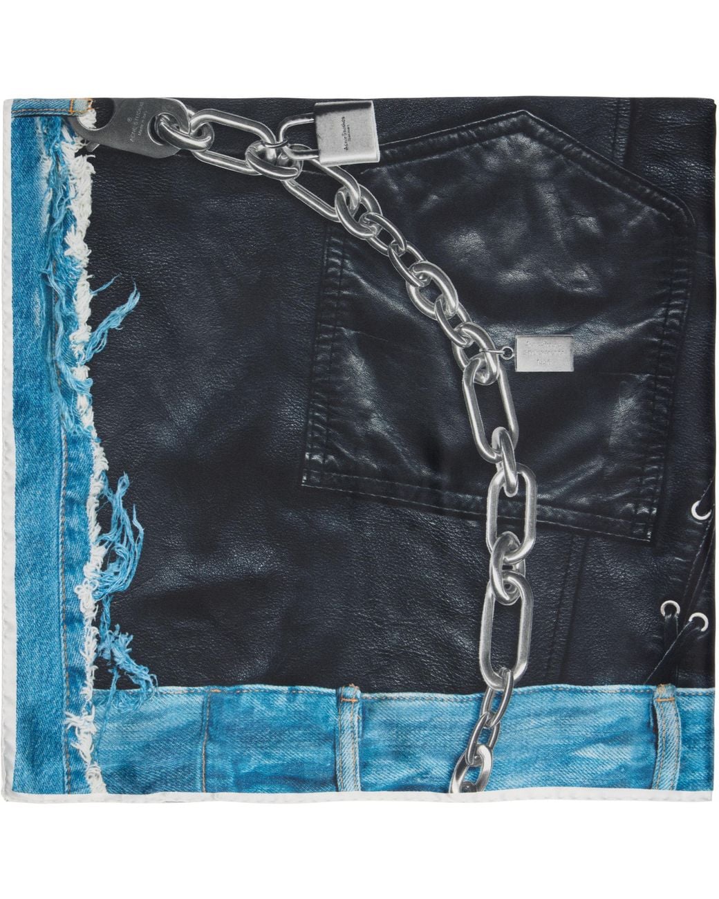 Acne Blue Printed Silk Scarf