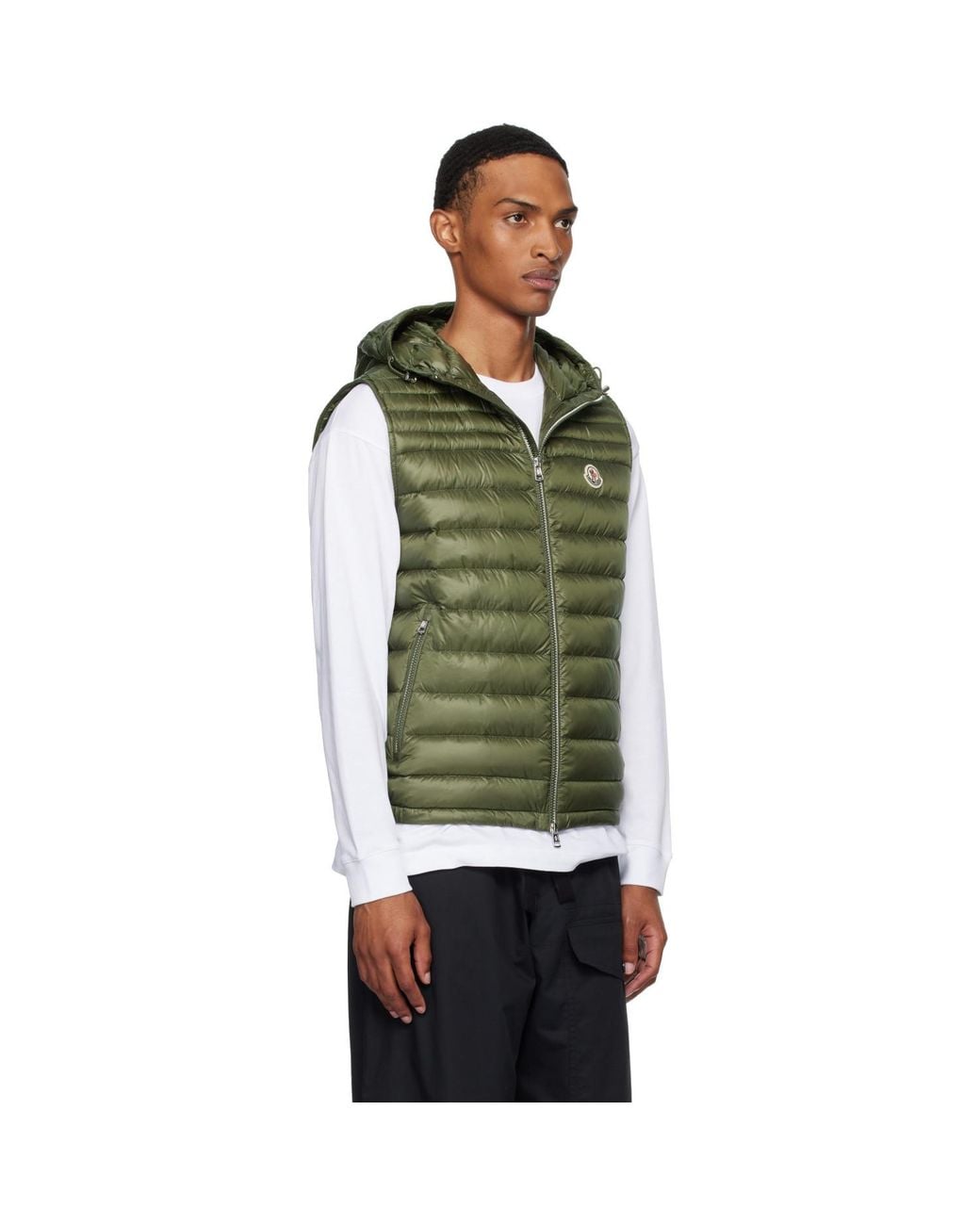 Moncler Green Khaki Orant Hooded Down Vest for men