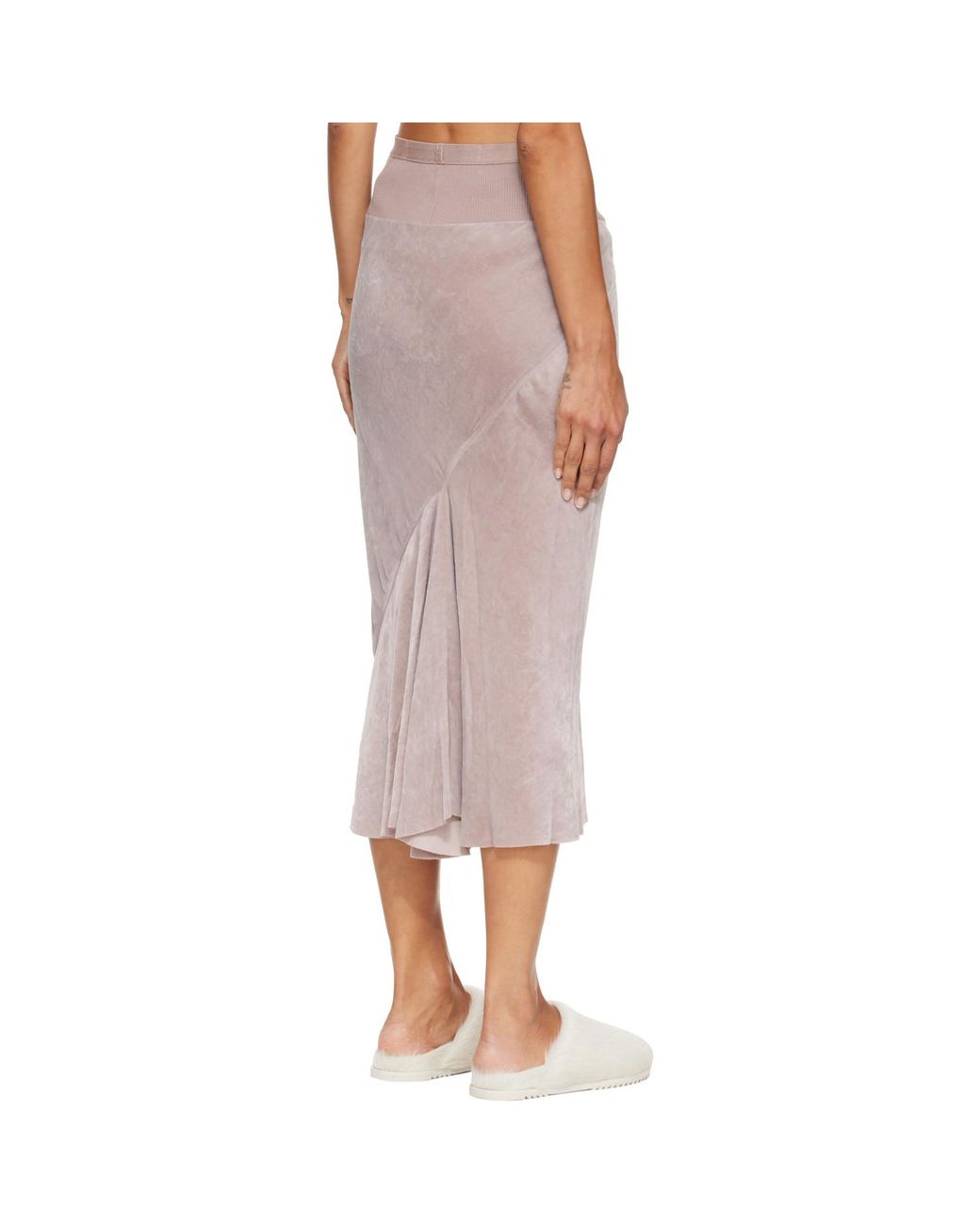 Rick Owens Pink Tower Knee Bias Midi Skirt