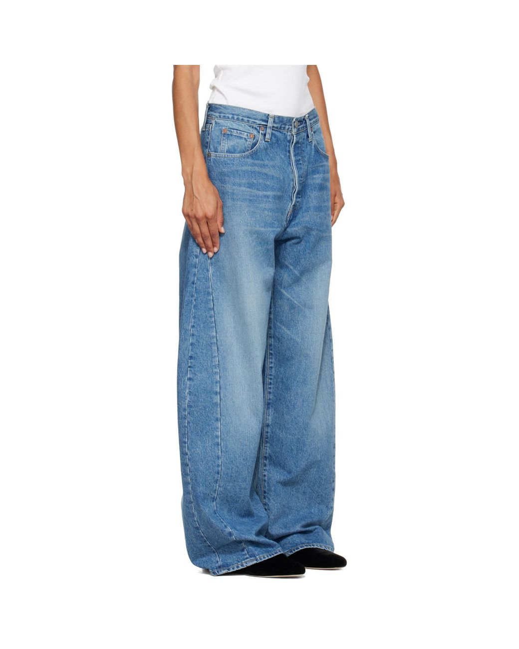 Ssstein Blue Deformation Wide Denim Jeans