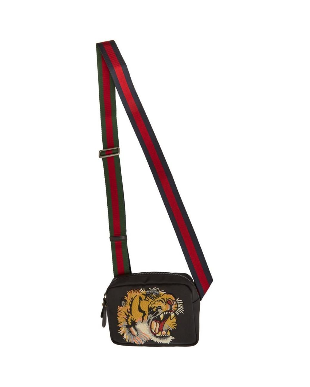 Gucci Black Tiger Messenger Bag for Men | Lyst