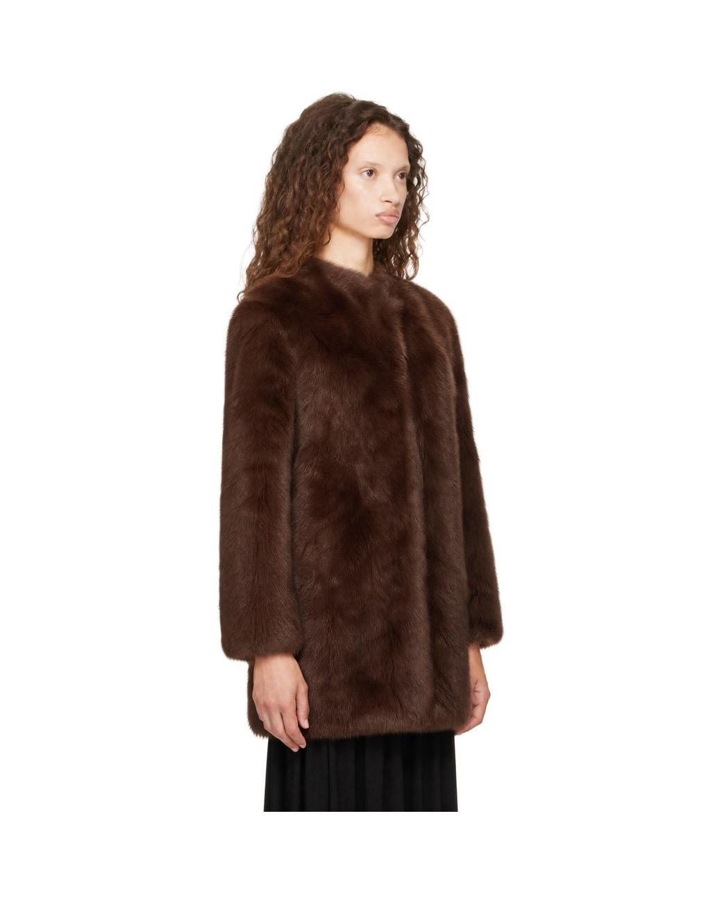 Totême Brown Short Silky Shearling Coat