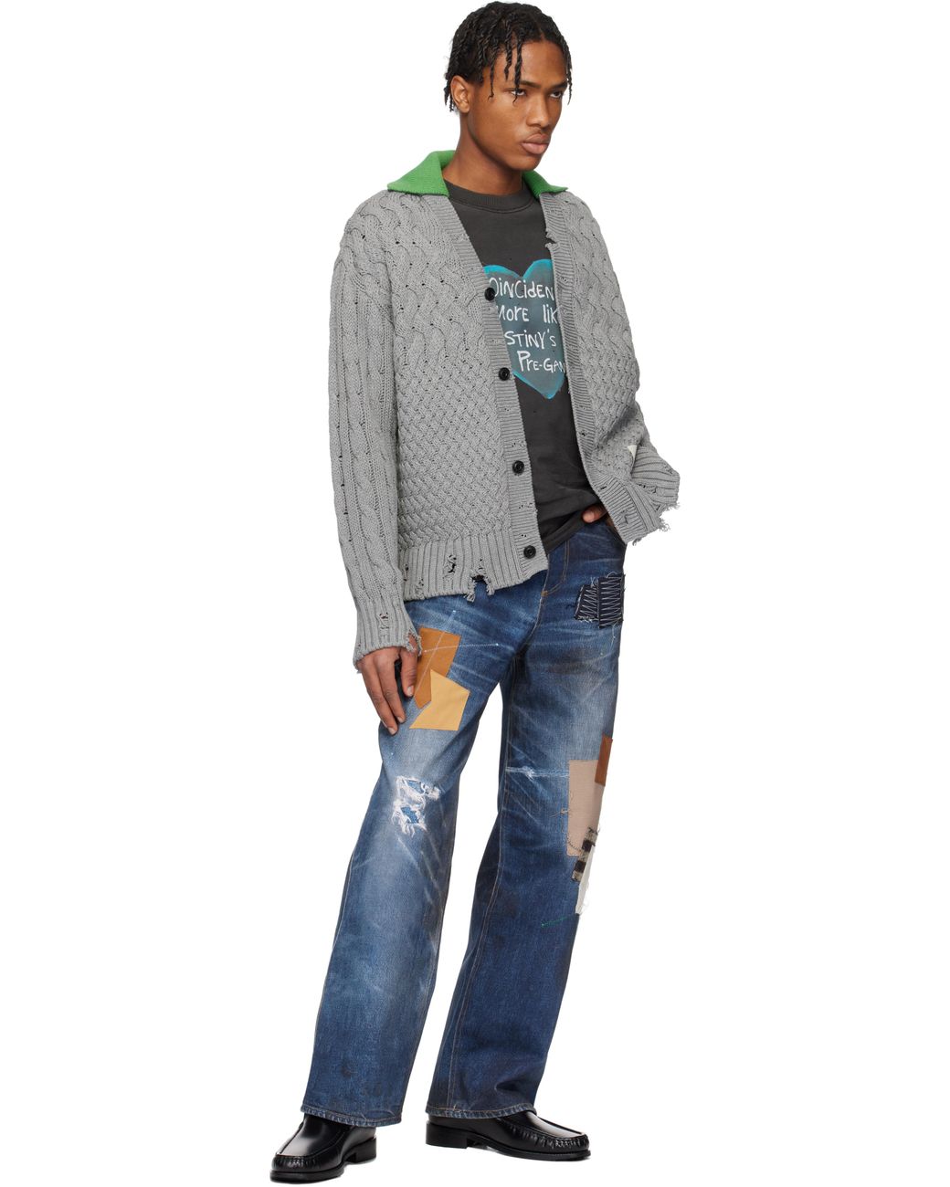 メンズ ANDERSSON BELL グレー Collar Vネックカーディガン ブラック