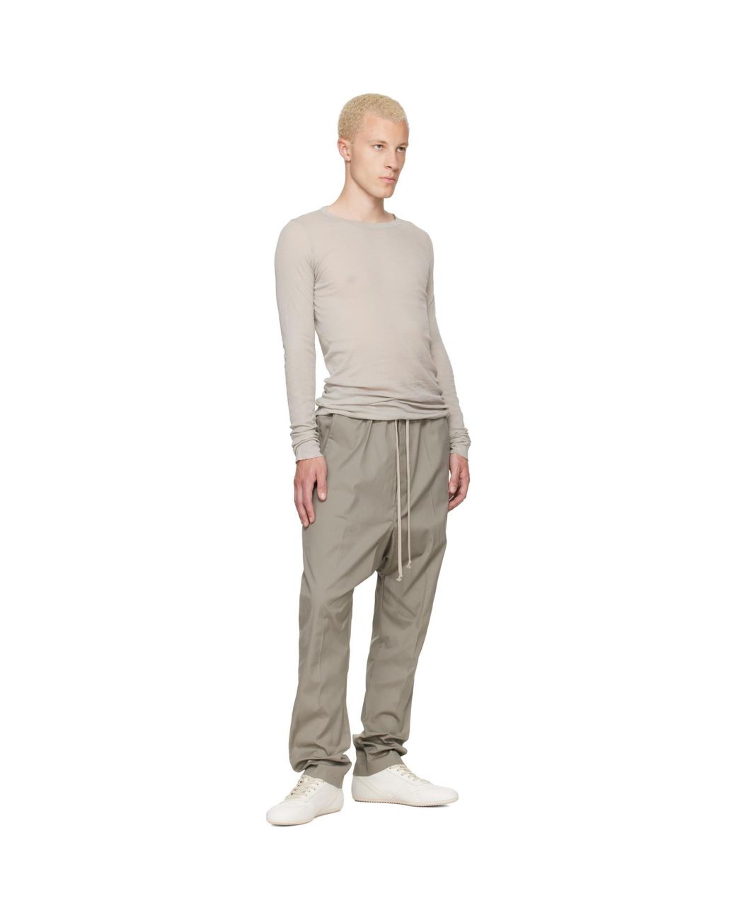 Rick Owens Gray Off- Tower Rib Ls T-Shirt for men
