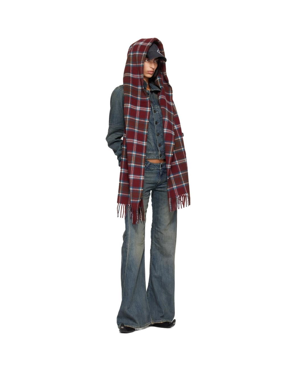 Balenciaga Red Wool Hooded Scarf