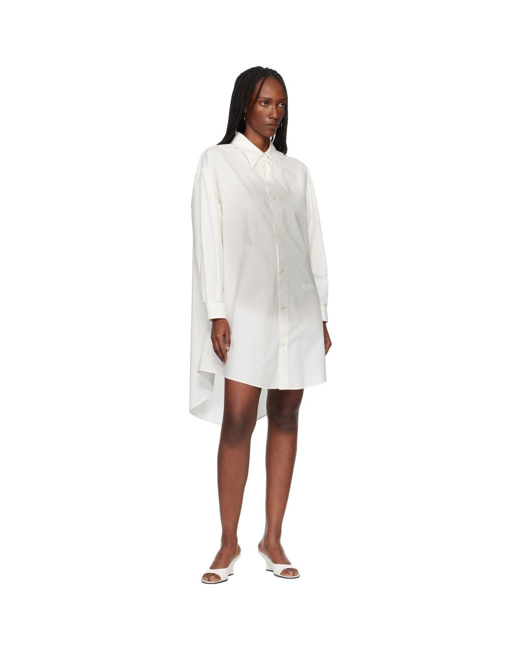 MM6 by Maison Margiela White Off- Cotton Poplin Minidress