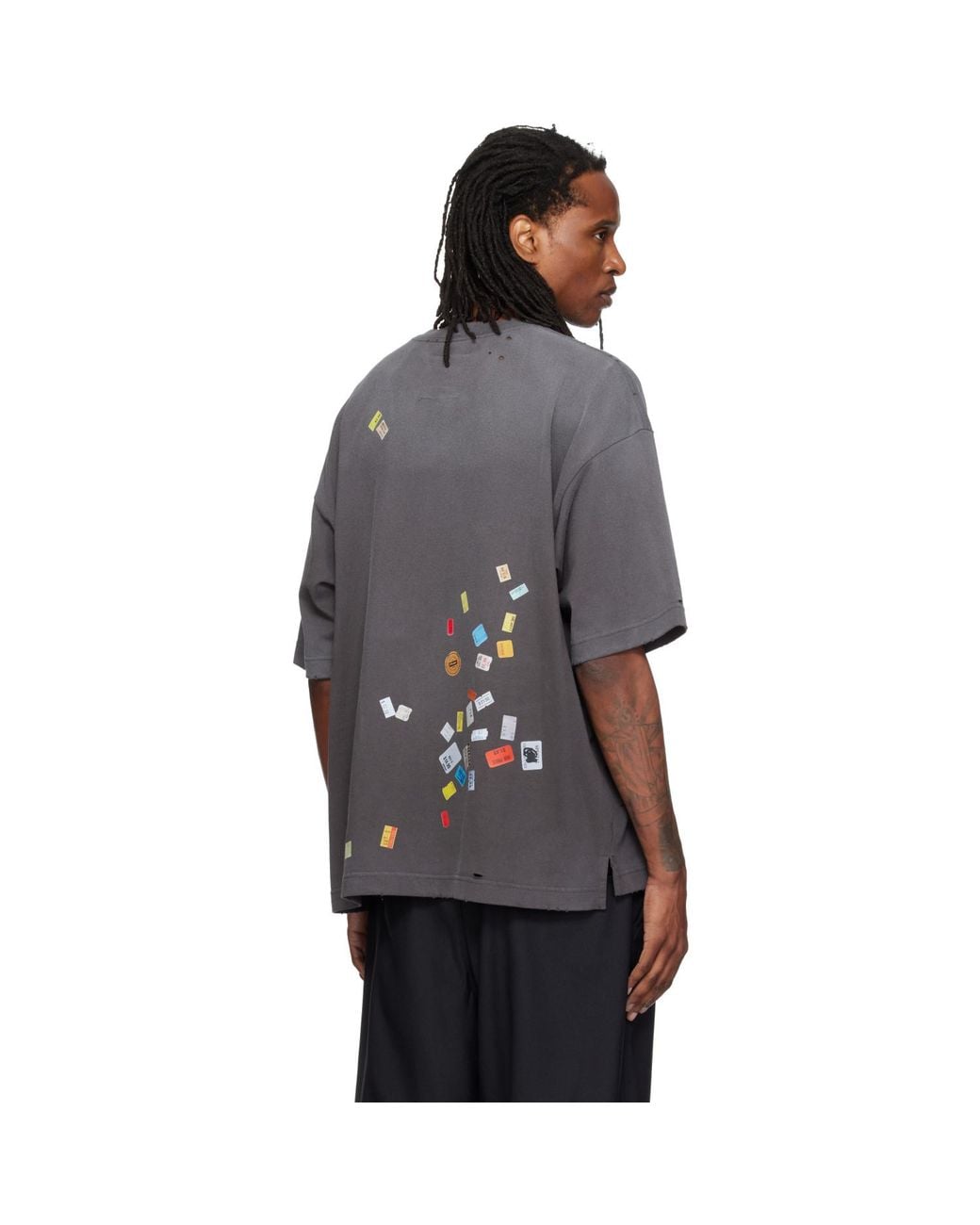 Maison Mihara Yasuhiro Gray Price Tag Sticker Printed T-Shirt for men
