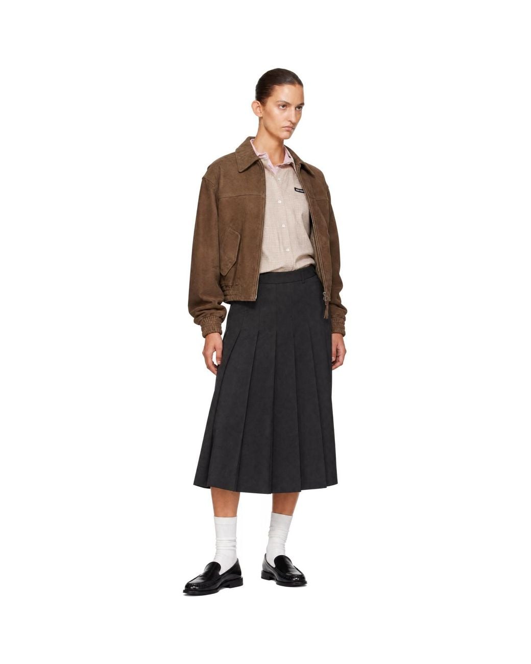 DUNST Black Pleats Midi Skirt