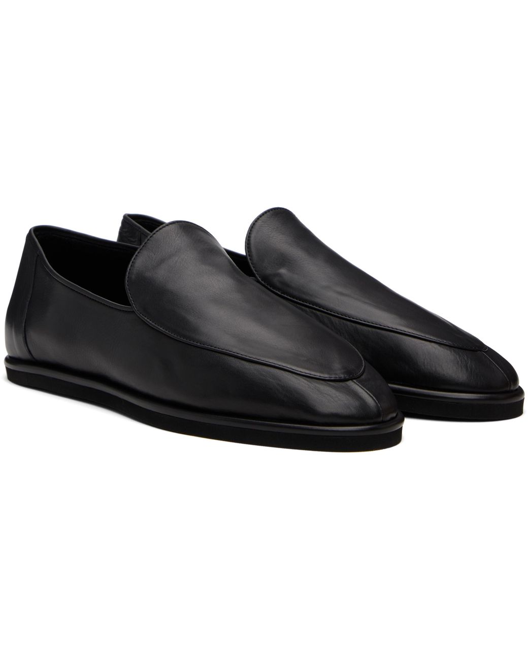 AURALEE Soft Leather Loafers in Black | Lyst