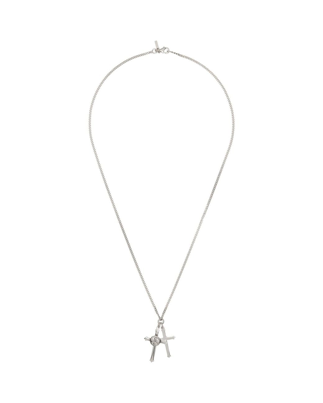 Emanuele Bicocchi Metallic Double Cross Necklace for men