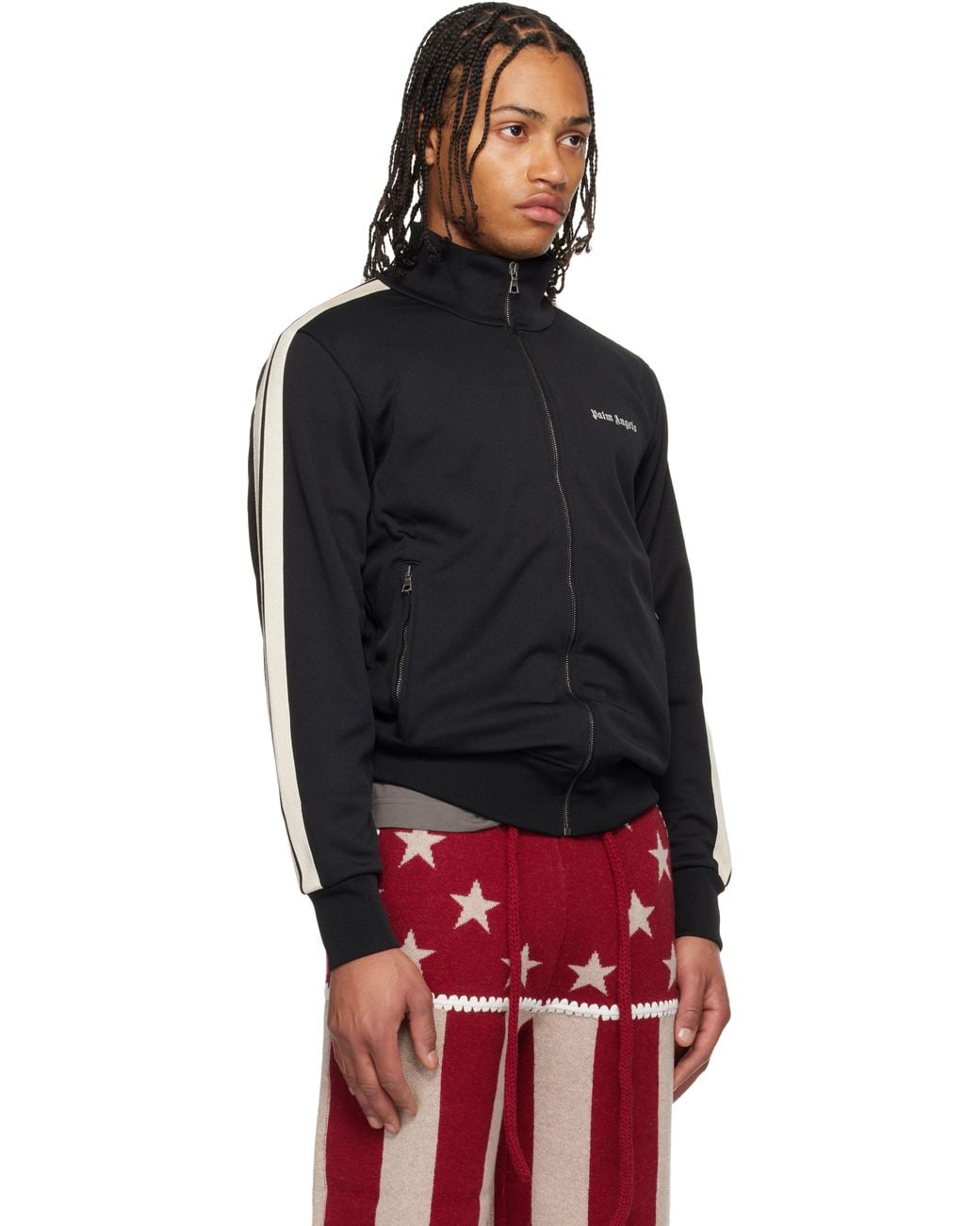 Palm Angels Black Classic Logo Track Jacket for men