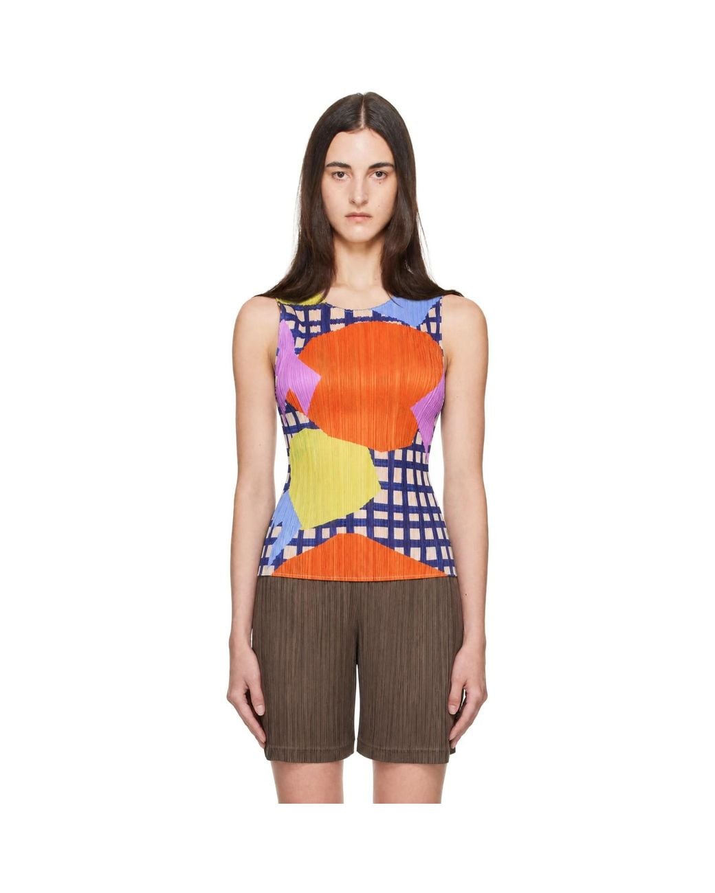 Pleats Please Issey Miyake Red Market Tank Top
