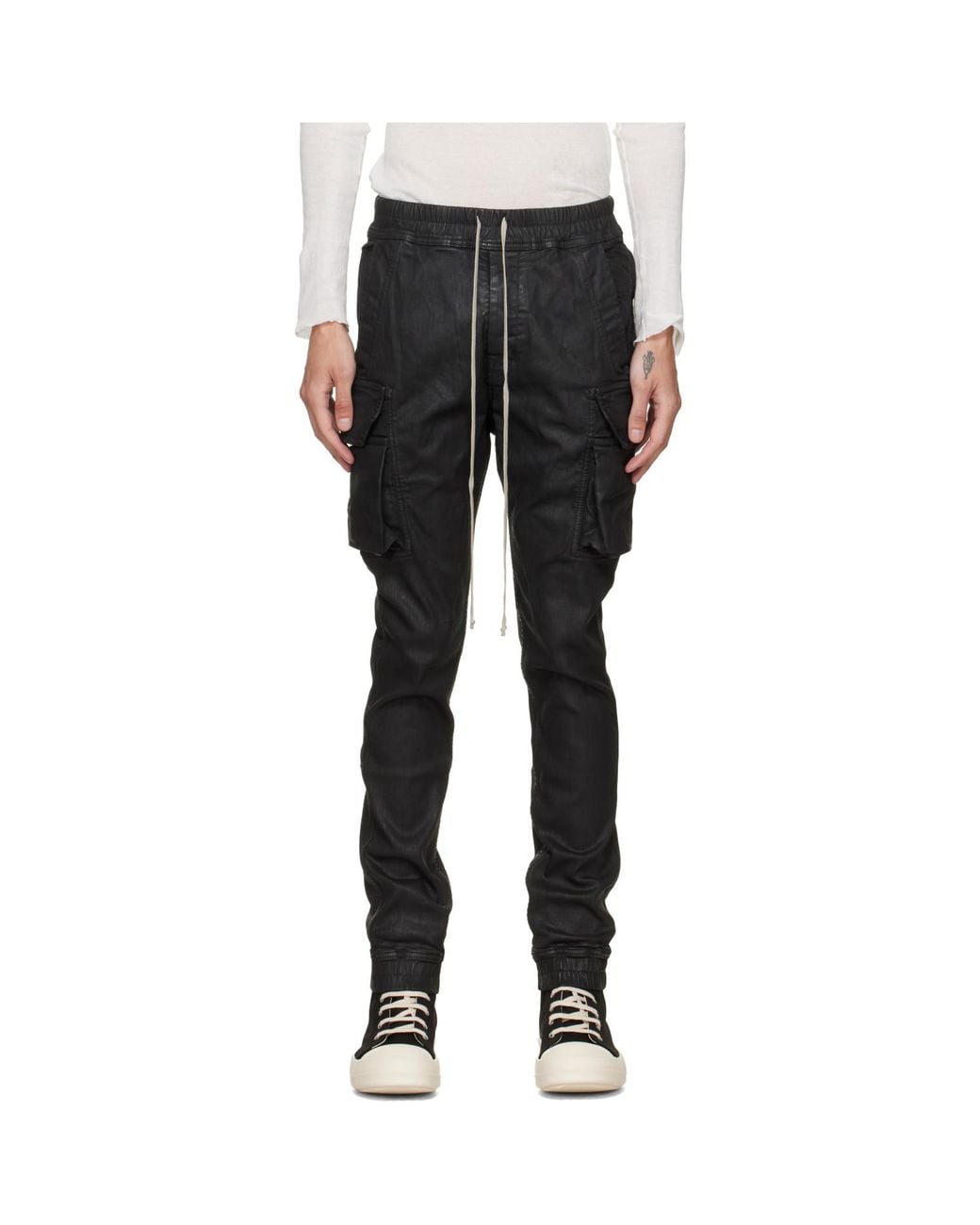 Rick Owens Black Tower Mastodon Cut Denim Cargo Pants for men