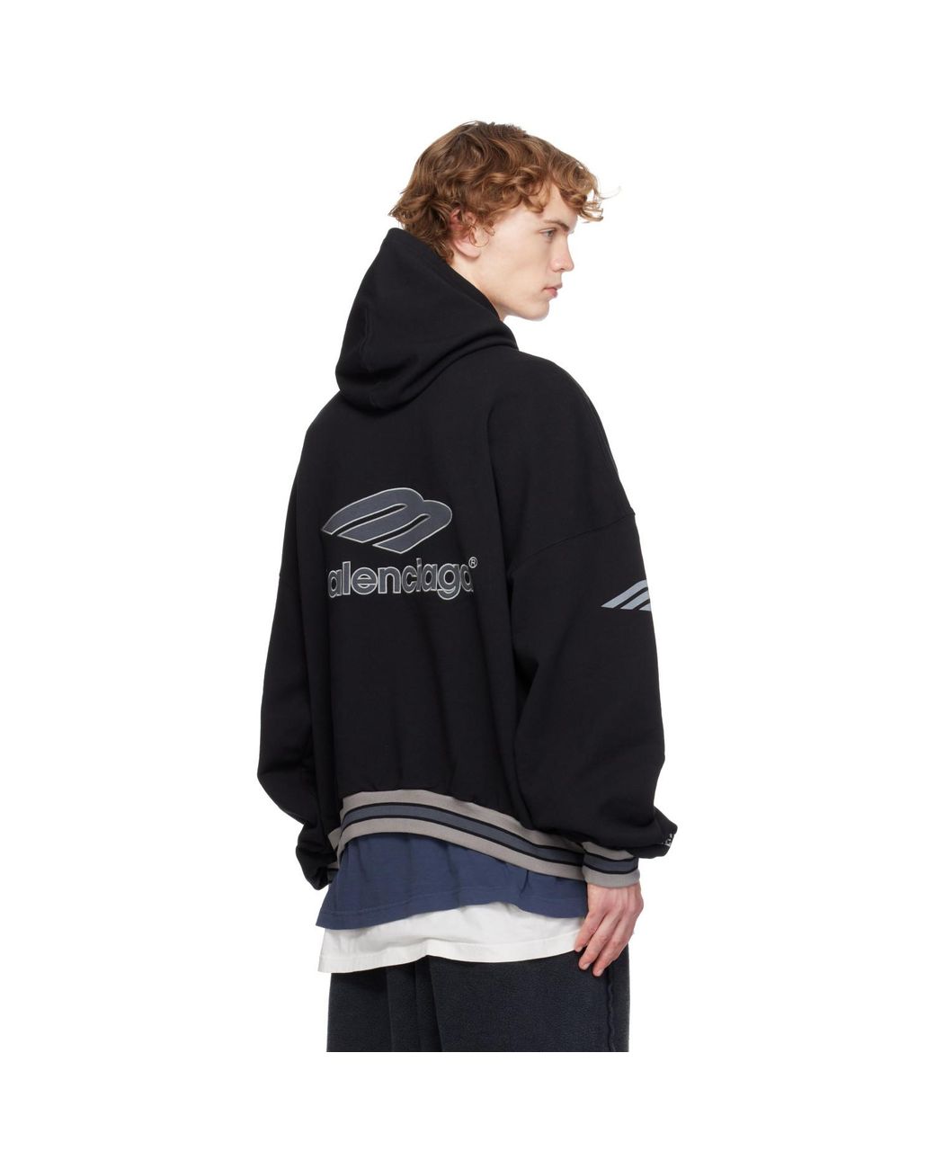 Balenciaga Black 3B Football Polo Hoodie for men