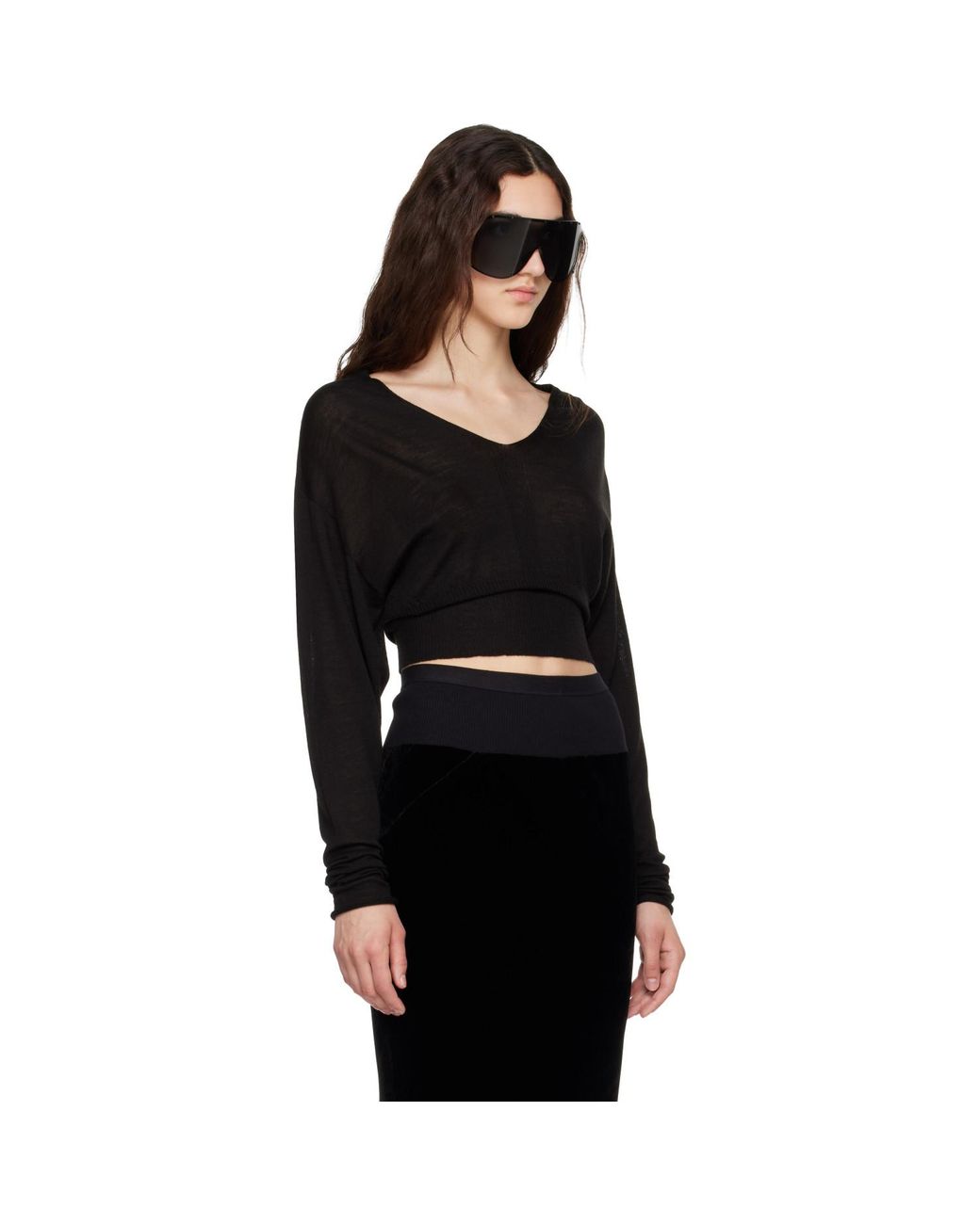 Rick Owens Black Tower V Cropped Sweater