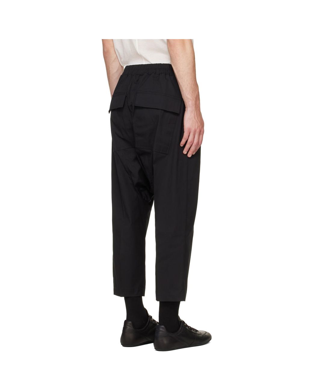 Rick Owens Black Tower Drawstring Cropped Trousers for men