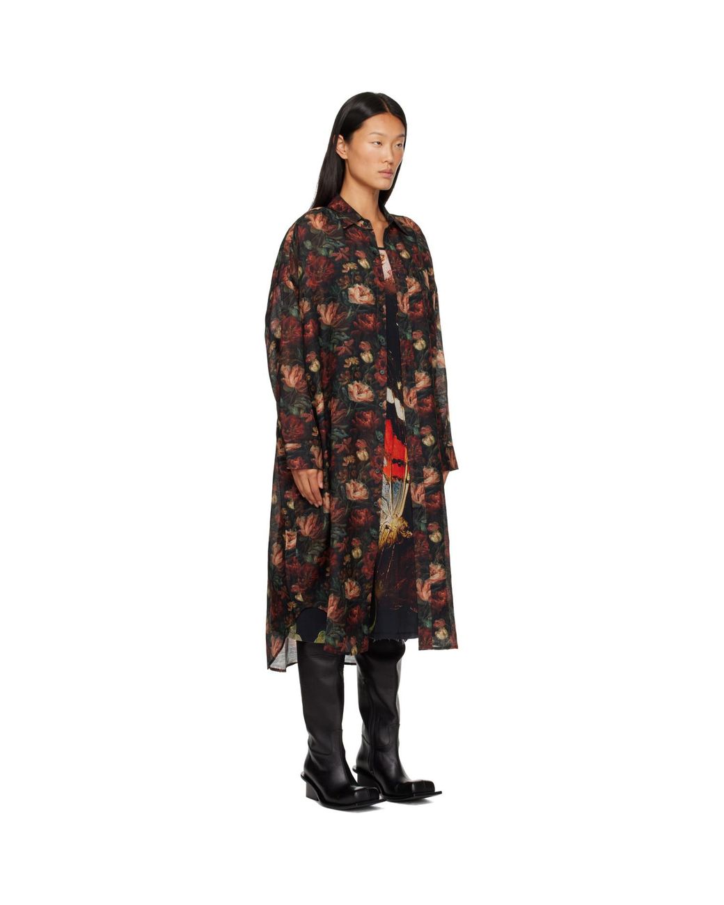 R13 Black Jumbo Shirt Midi Dress