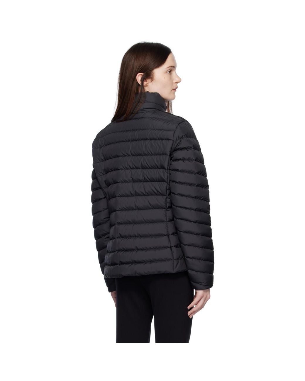 Moncler Black Grange Diagonal-Quilted Short Down Jacket