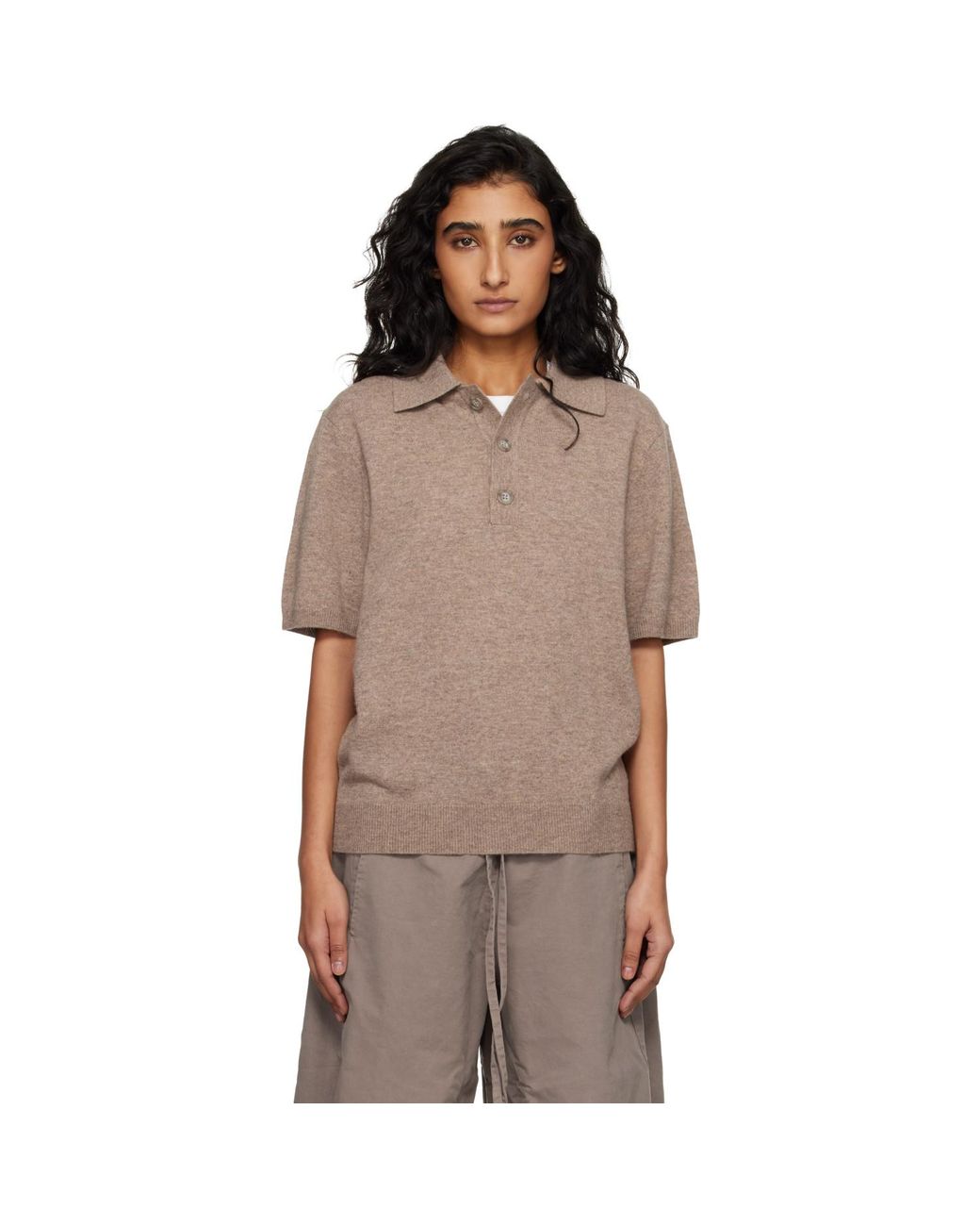 Entire studios Brown Short Sleeve Knit Polo