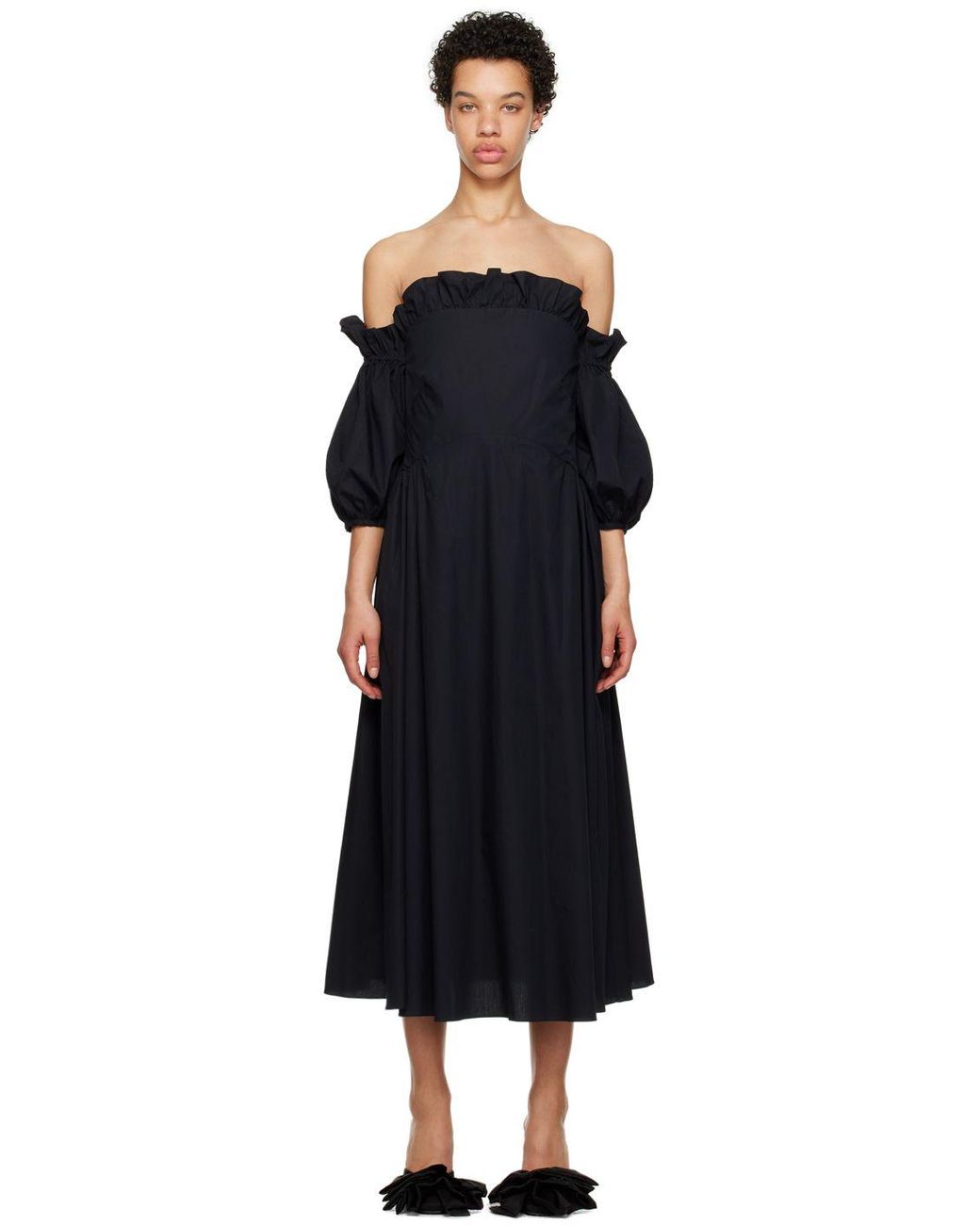 Kika Vargas Margaret Midi Dress in Black | Lyst