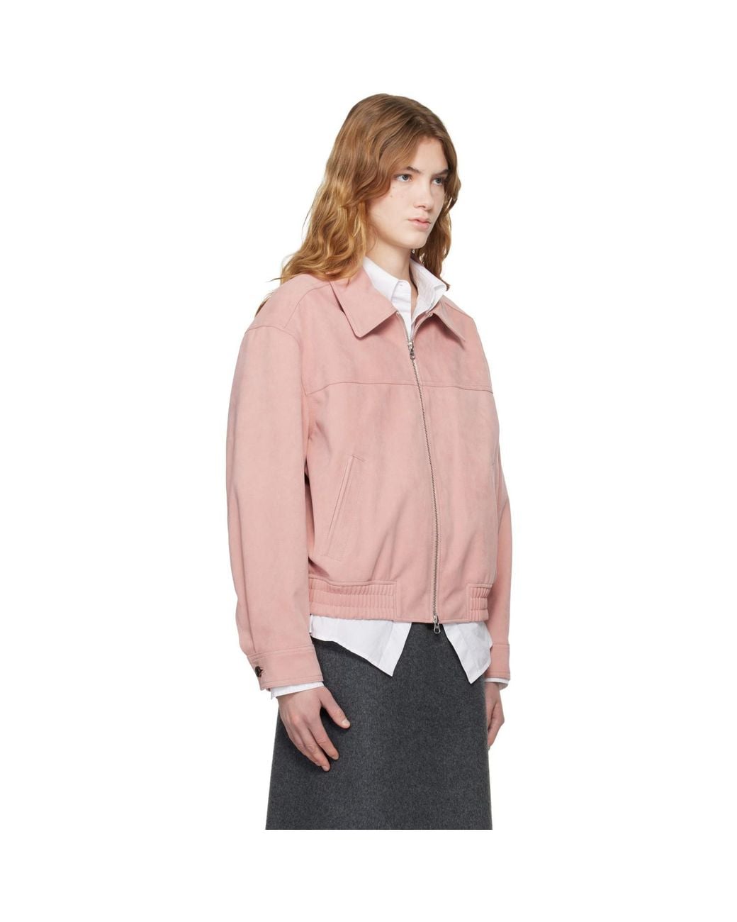 DUNST Orange Collared Faux-Suede Jacket