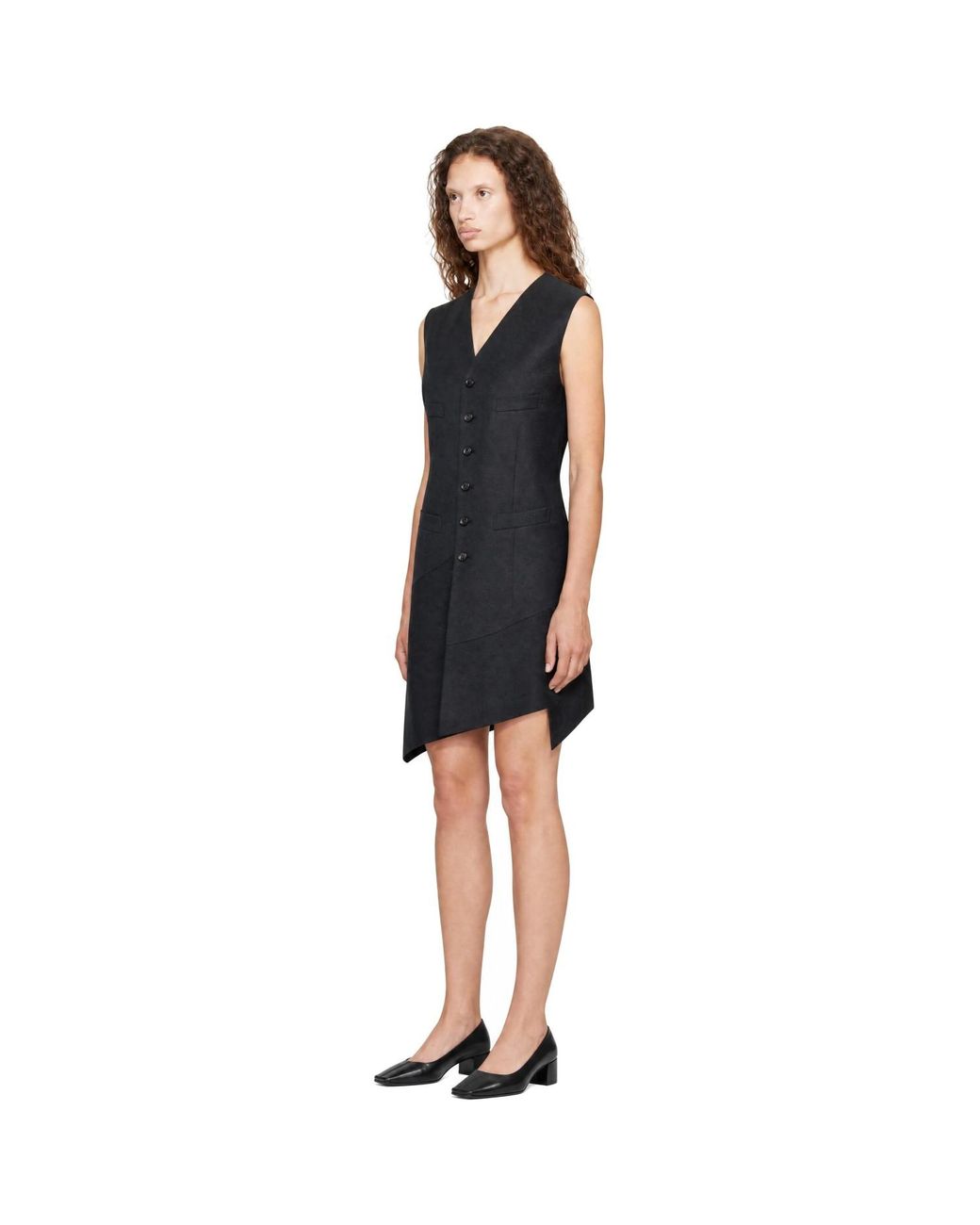 Comme des Garçons Black Paneled Wool Midi Dress