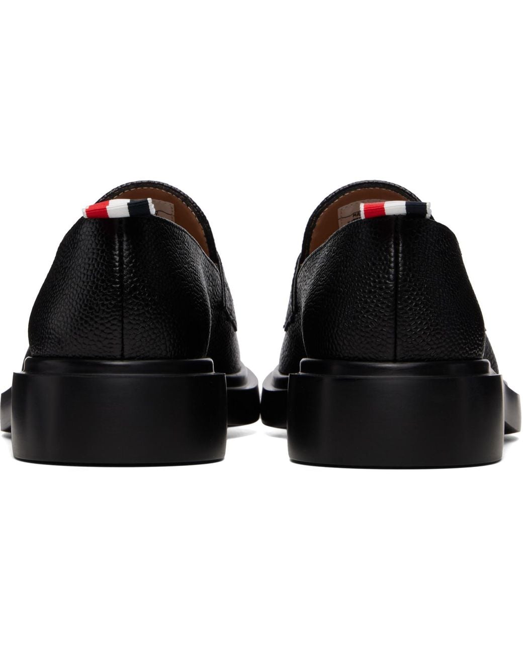 Thom Browne Black Pebble Grain Rubber Sole Penny Loafers