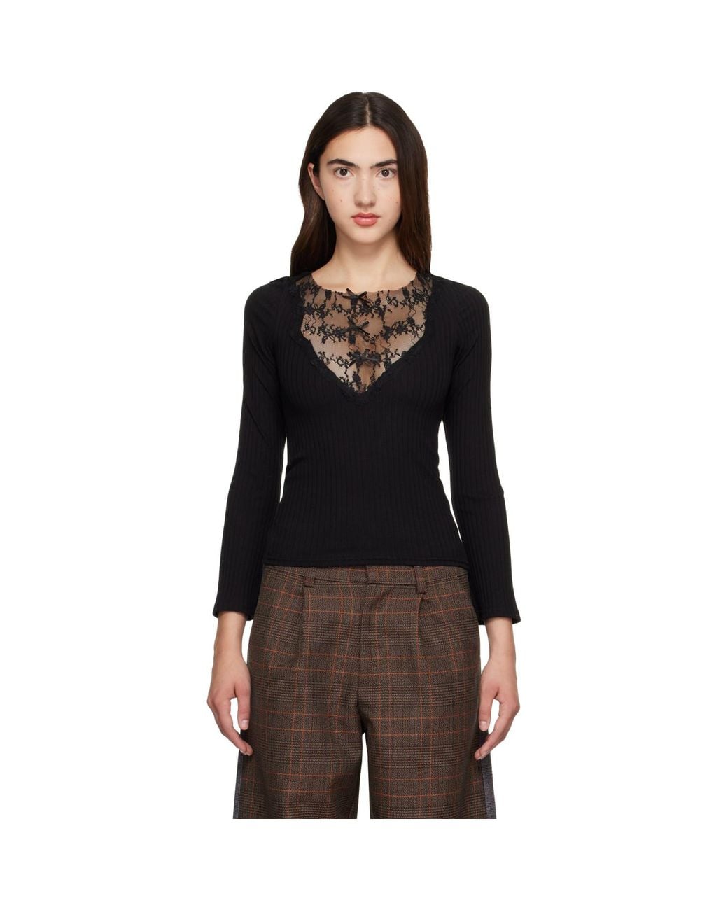 Collina Strada Black L/S Reed Top