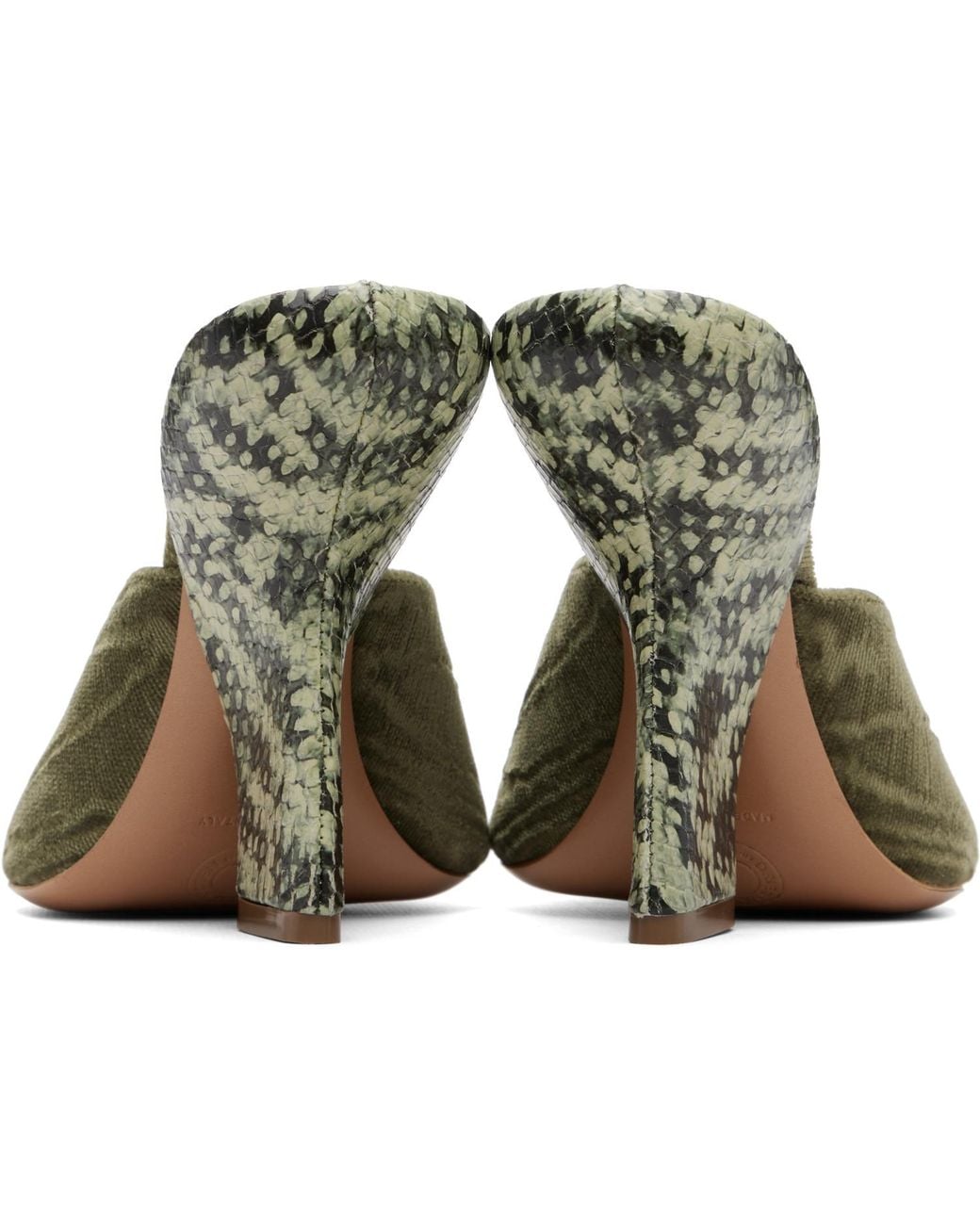 Dries Van Noten Green Velvet Heeled Sandals