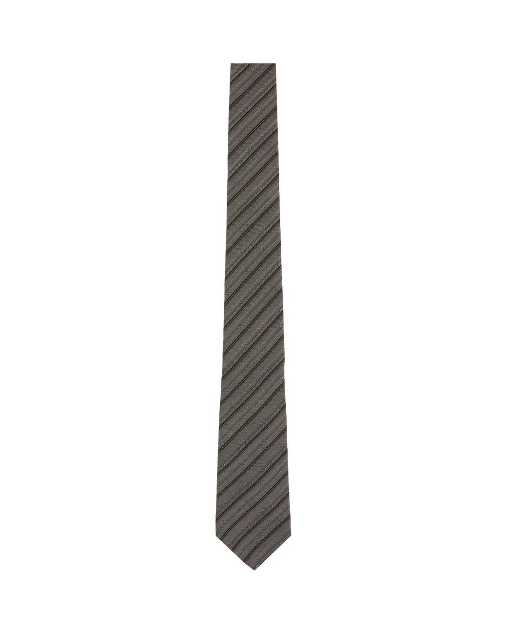 Paul Smith Gray Diagonal Stripe Tie for men