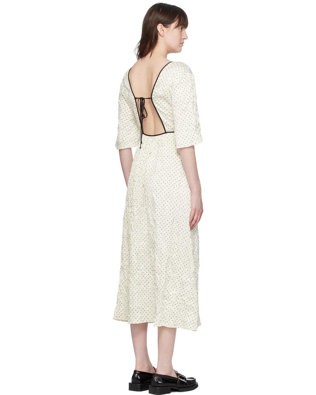 Ganni Black Off- Polka Dot Maxi Dress