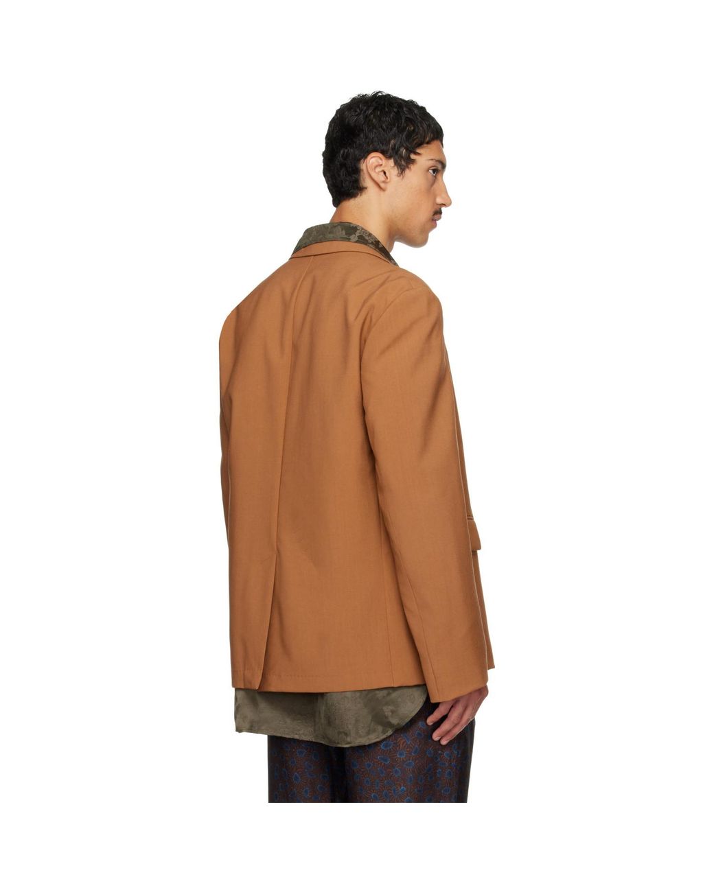 Dries Van Noten Brown Tan Wool Blazer for men