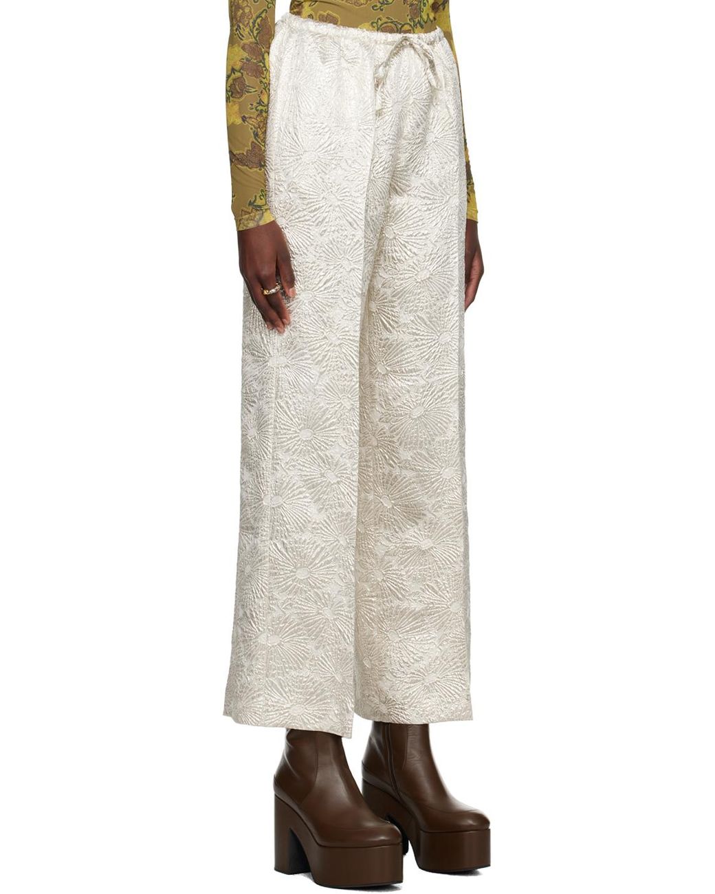 着心地ゆったり♪【Dries Van Noten】フローラル トラウザーズ dries-van-noten-SILVER-