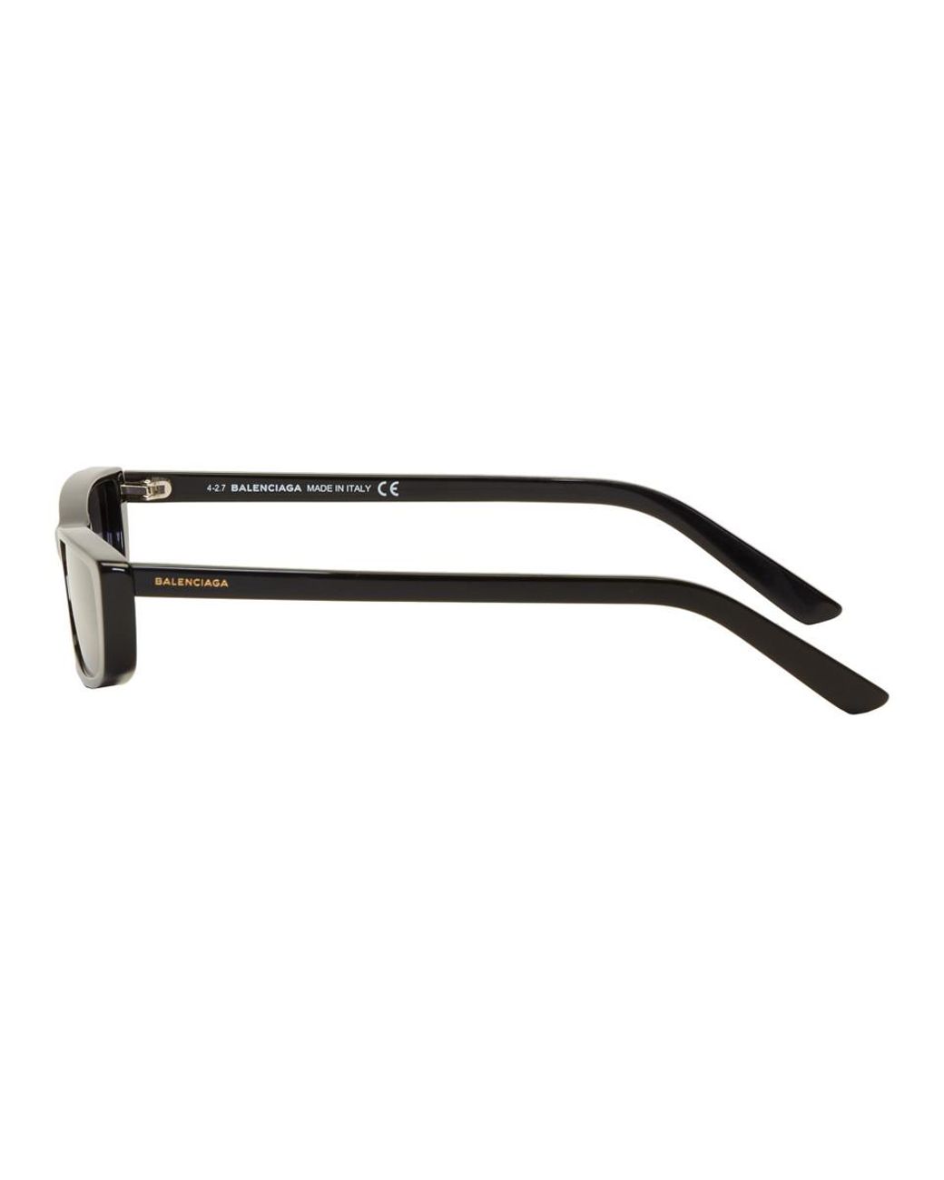 Balenciaga Black Thin Rectangular Sunglasses Lyst