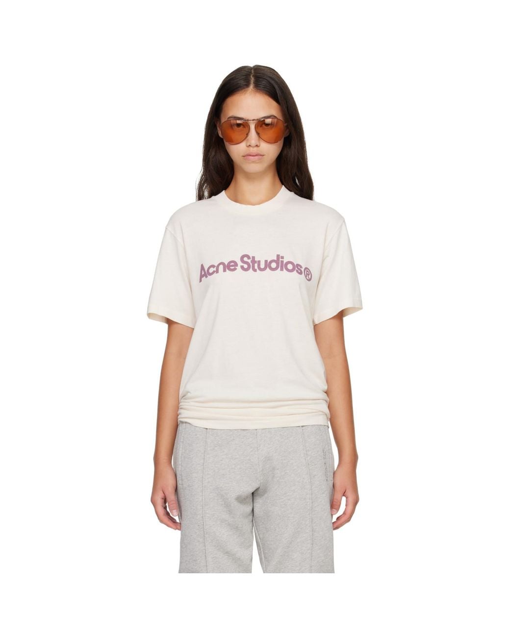 Acne White Graphic T-Shirt