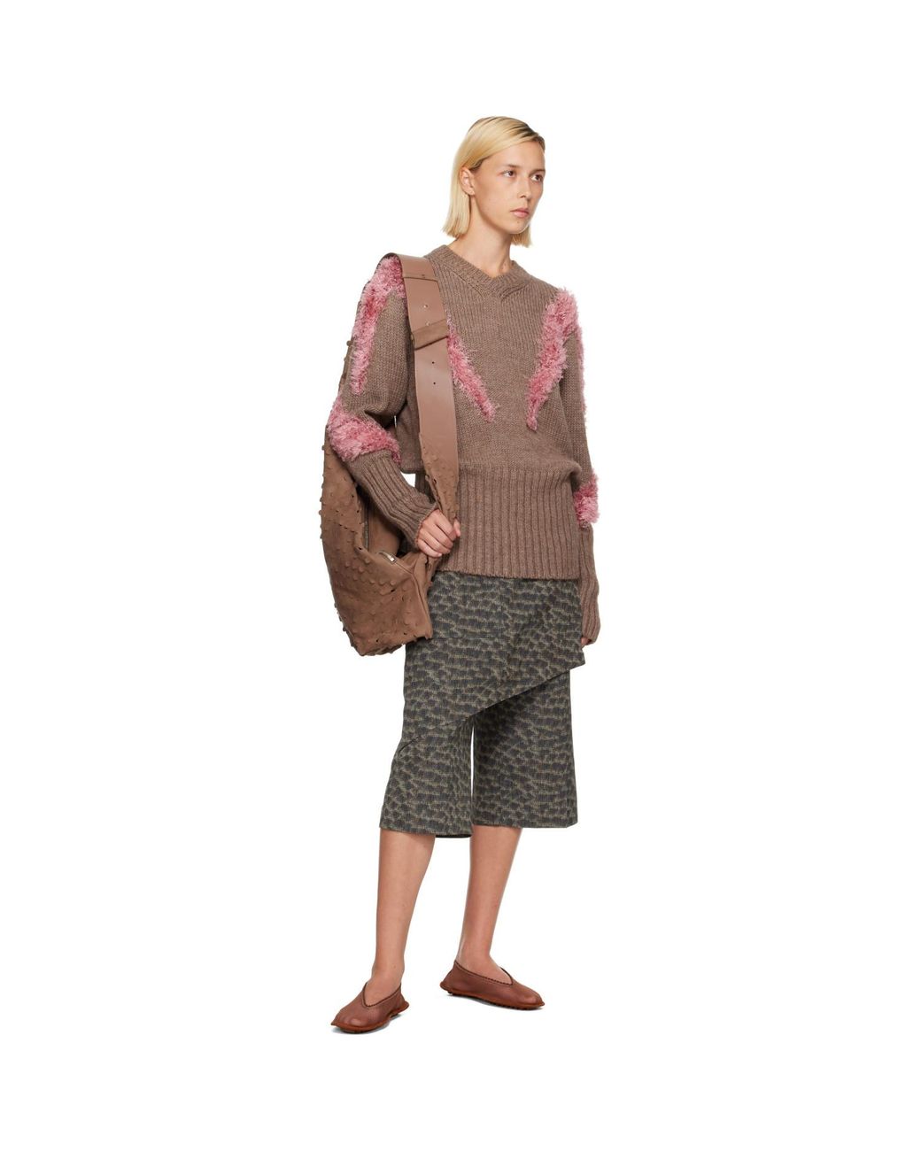 Kiko Kostadinov Brown Taupe Fiore Twisted Bag