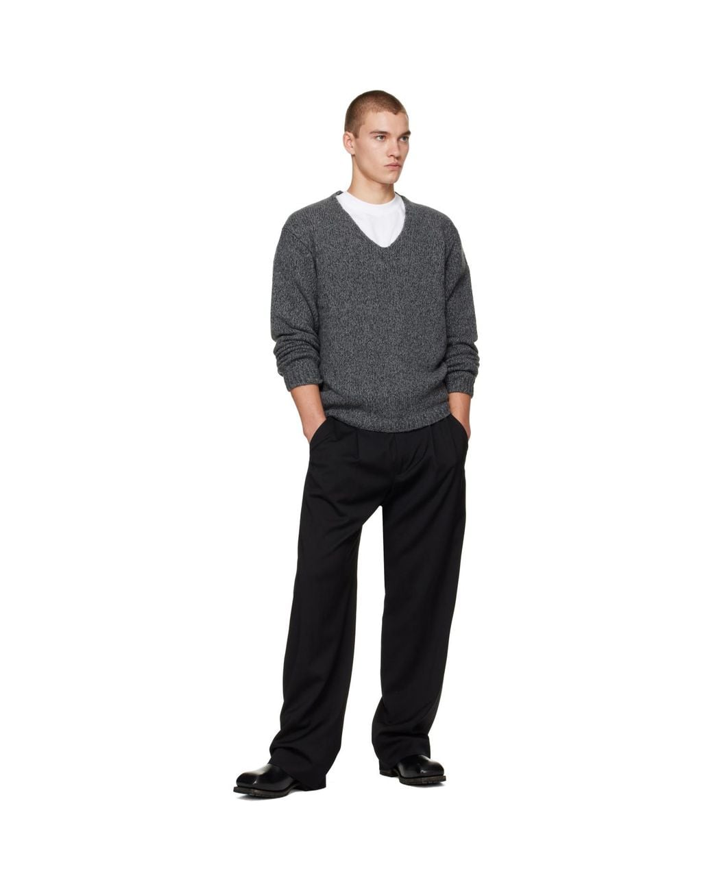 Our Legacy Gray Link V-Neck Sweater for men