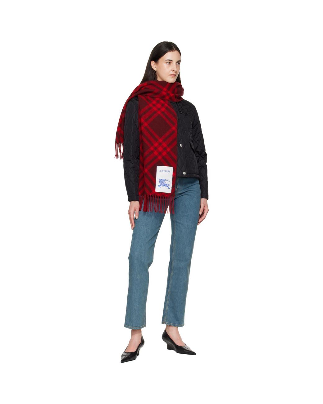 Burberry Red Check Cashmere Scarf