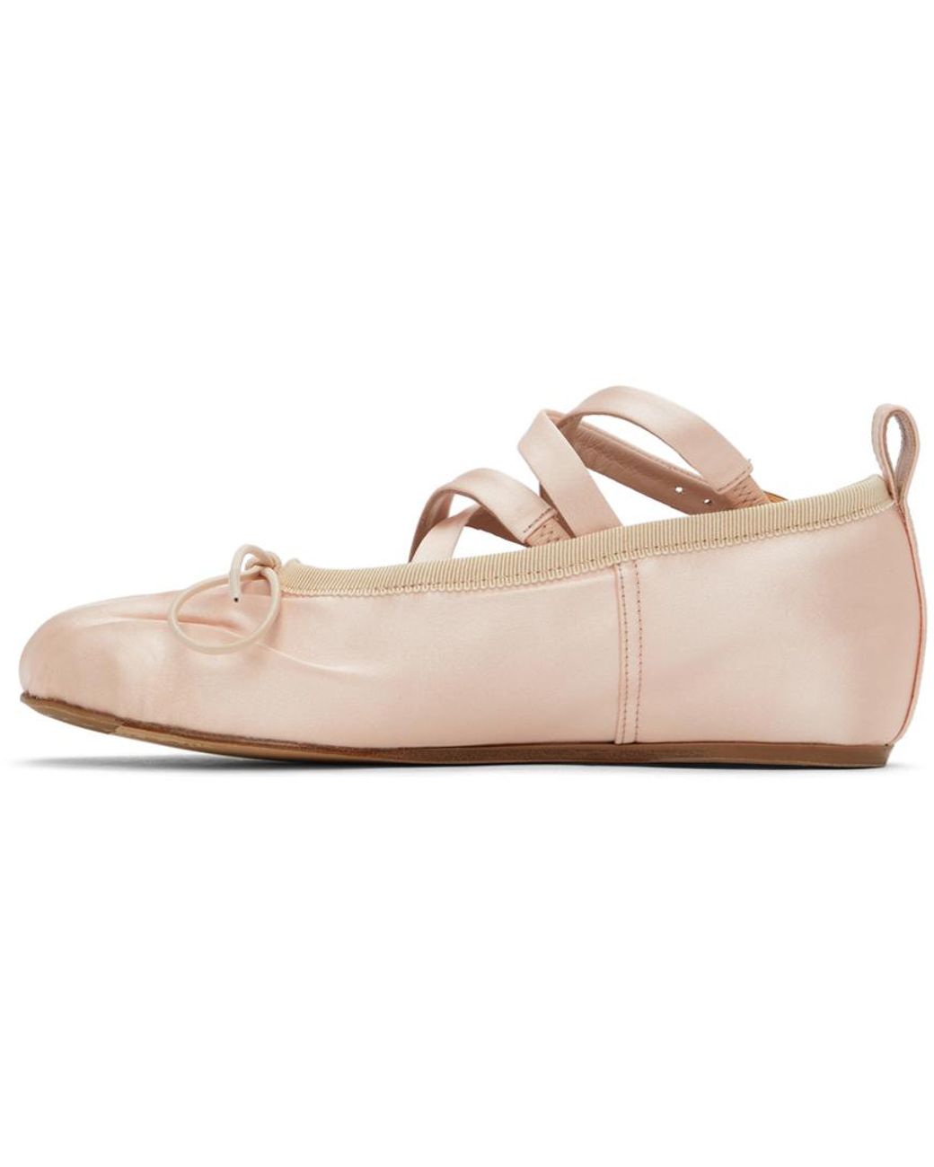 Simone Rocha Pink Satin Crisscross Ballerina Flats | Lyst