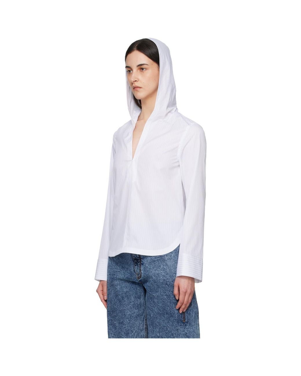 Alaïa White Hooded Poplin Shirt