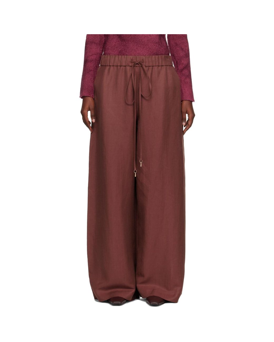 Gabriela Hearst Red Burgundy Gelos Wide-Leg Trousers