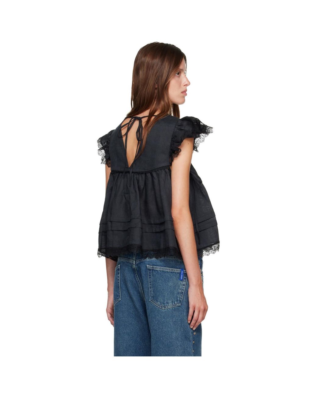 Ganni Black Linen Blouse