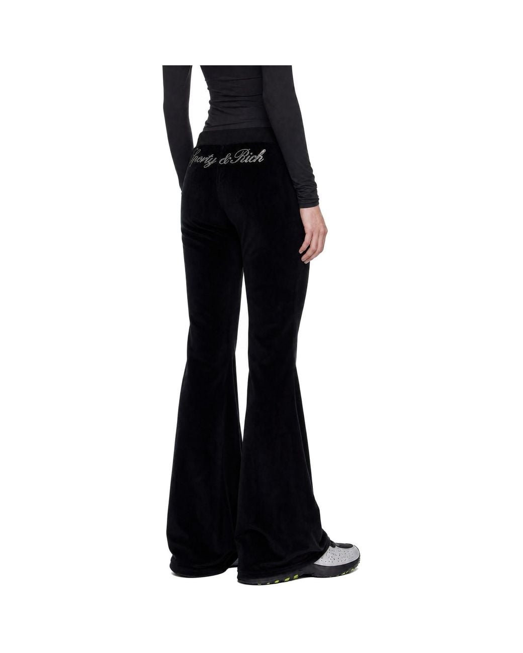 Sporty & Rich Black Signature Logo Krystal Sweatpants