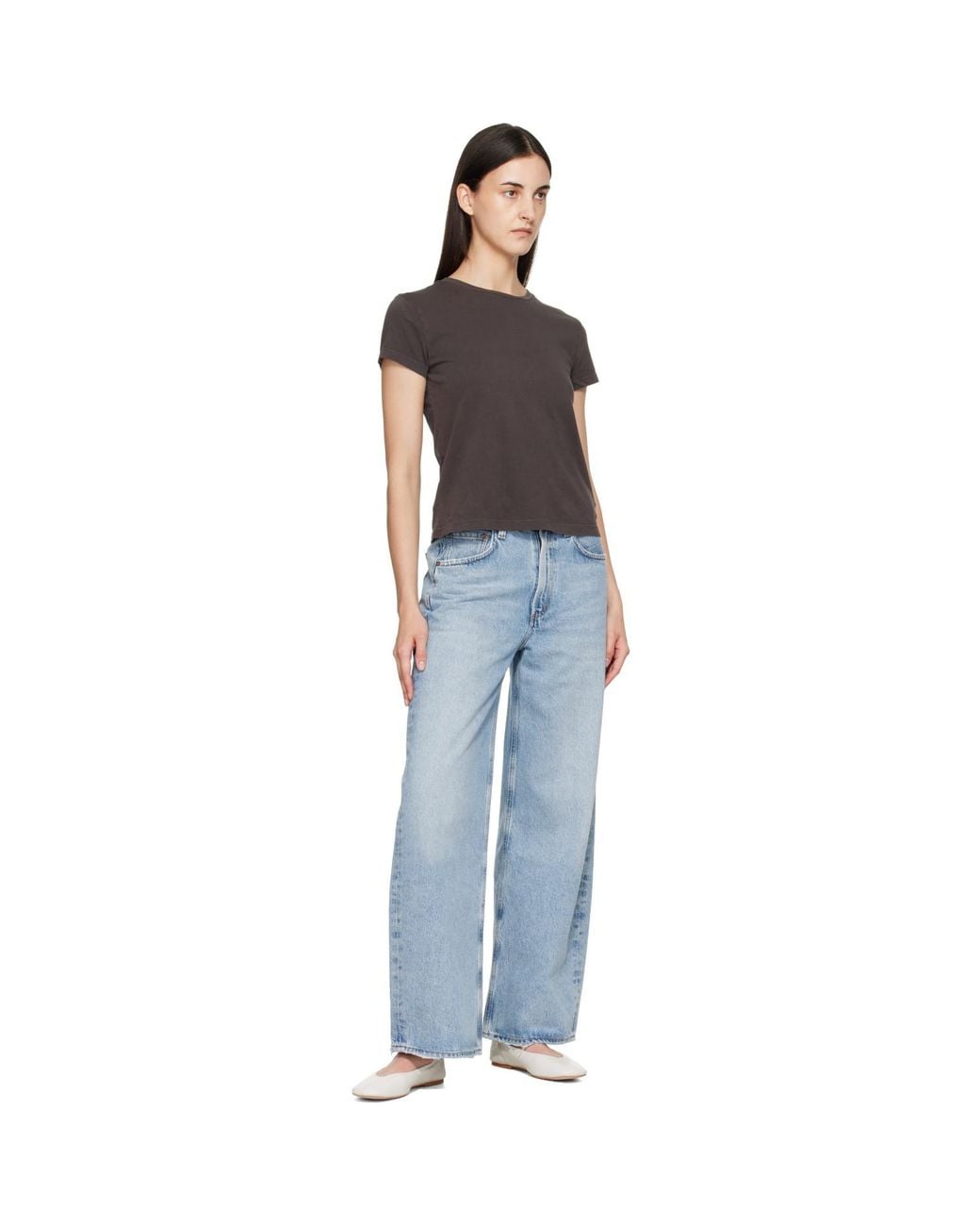 Agolde Black Long Line Adine T-Shirt