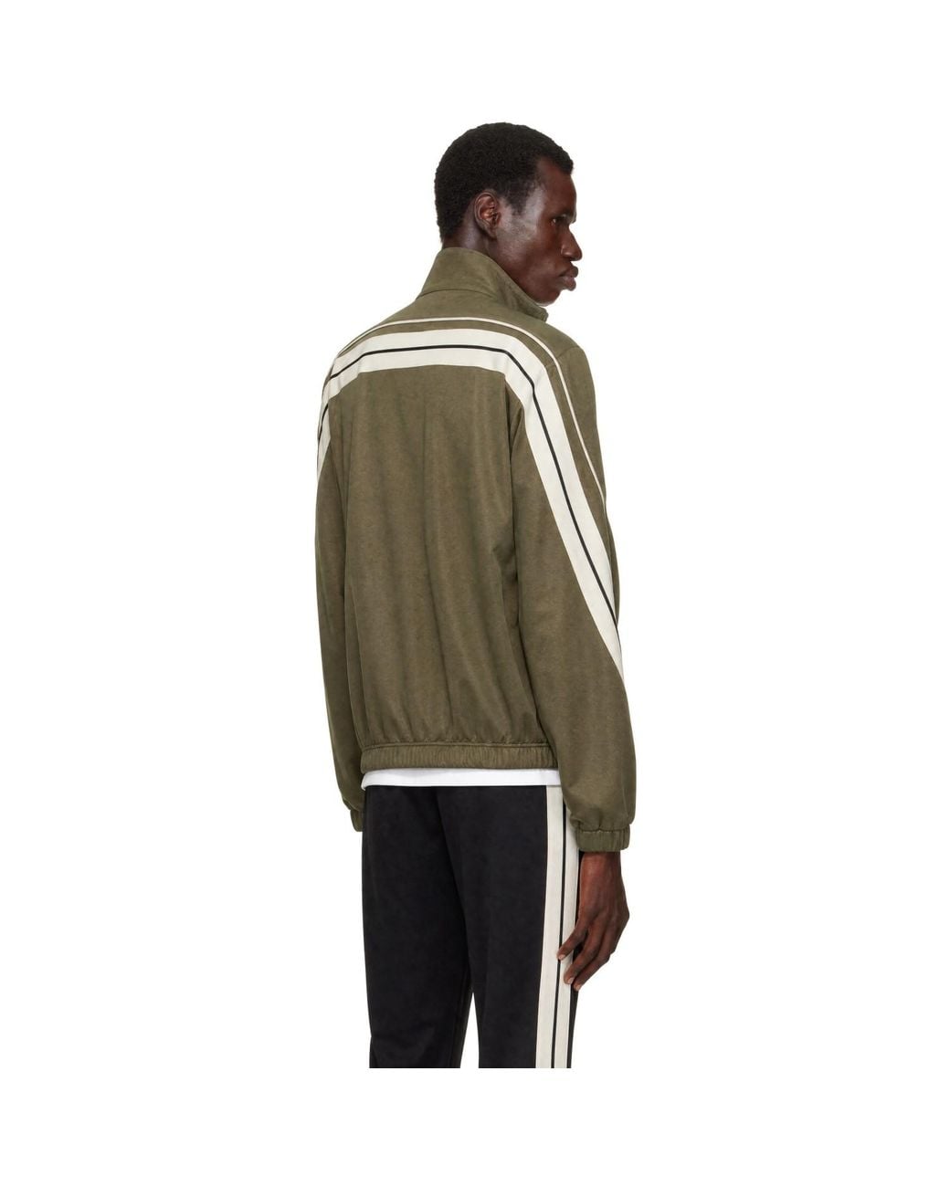Palm Angels Green Palm Tree Striped Track Jacket for men
