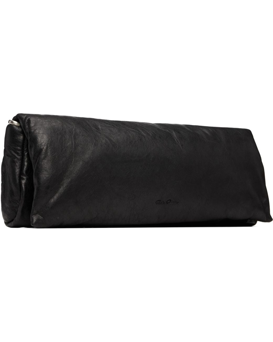Rick Owens Black Tower Tumbled Lamb Clutch