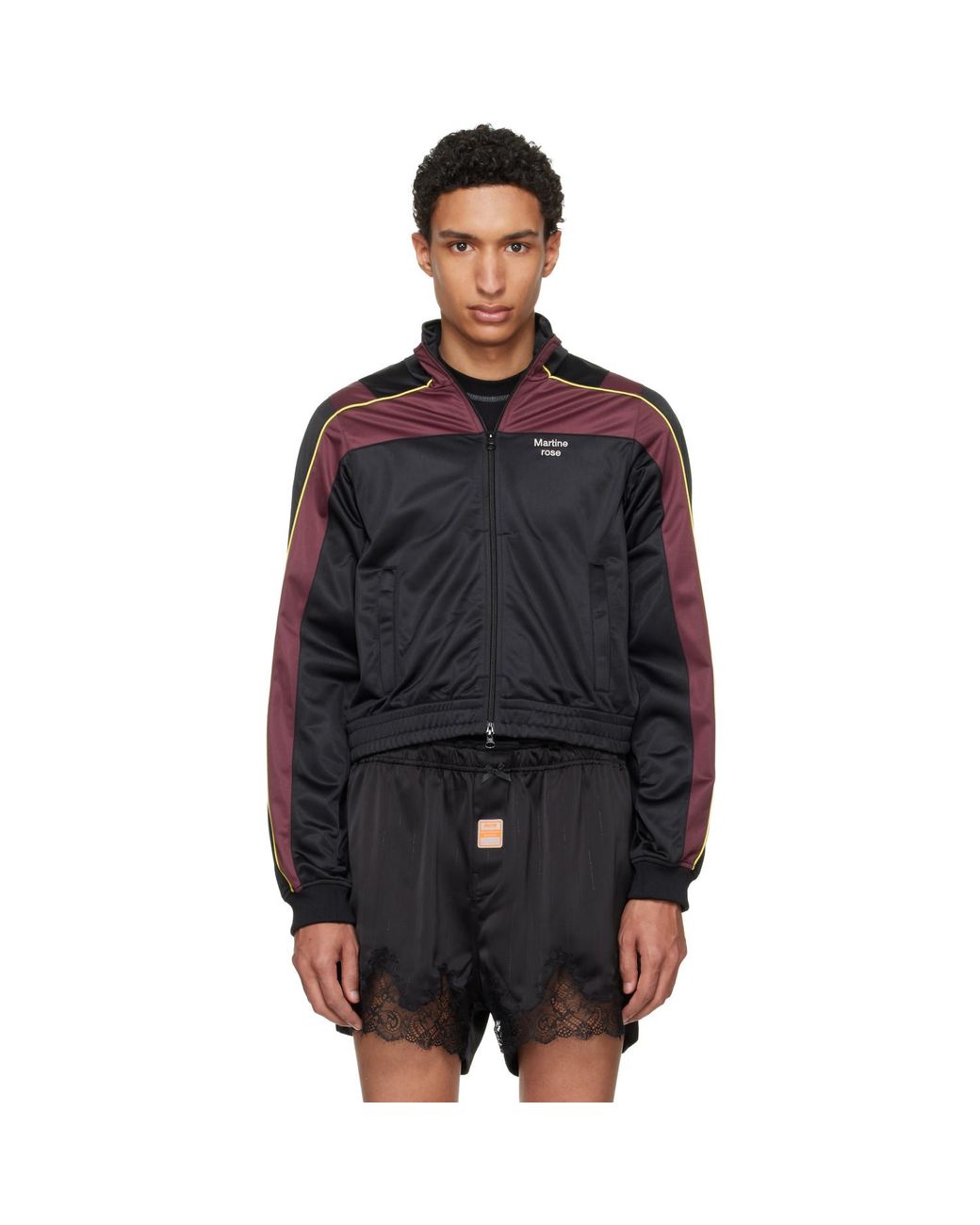Martine Rose Black Burgundy Shrunken Track Jacket for men