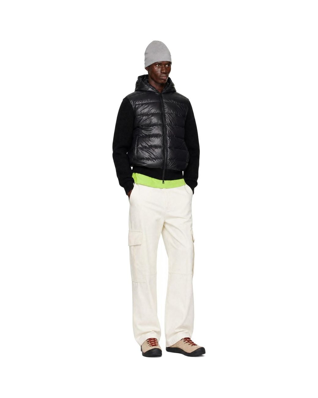 Moncler Black Padded Wool Zip-Up Jacket for men